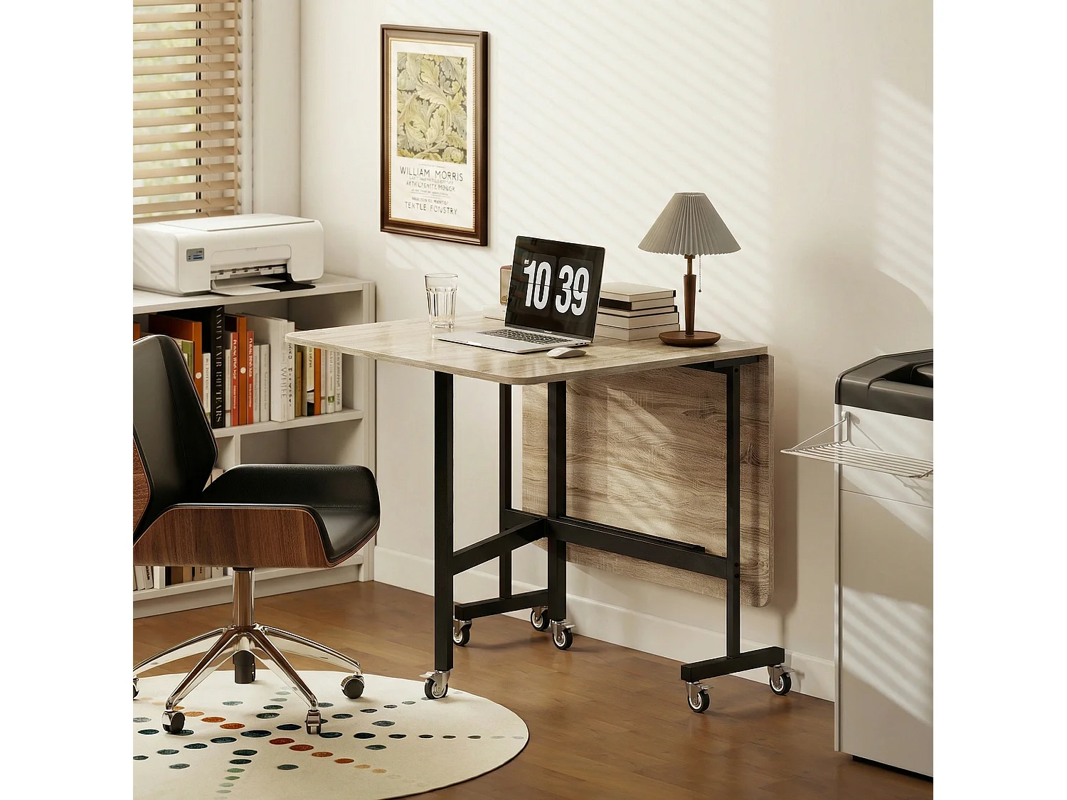 Tavolo da pranzo pieghevole con ruote per 6 persone rovere