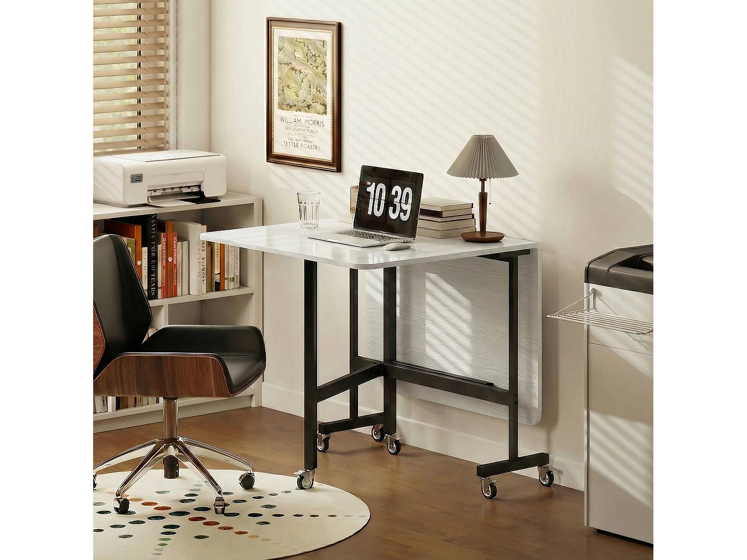 Tavolo da pranzo pieghevole con ruote per 6 persone bianco