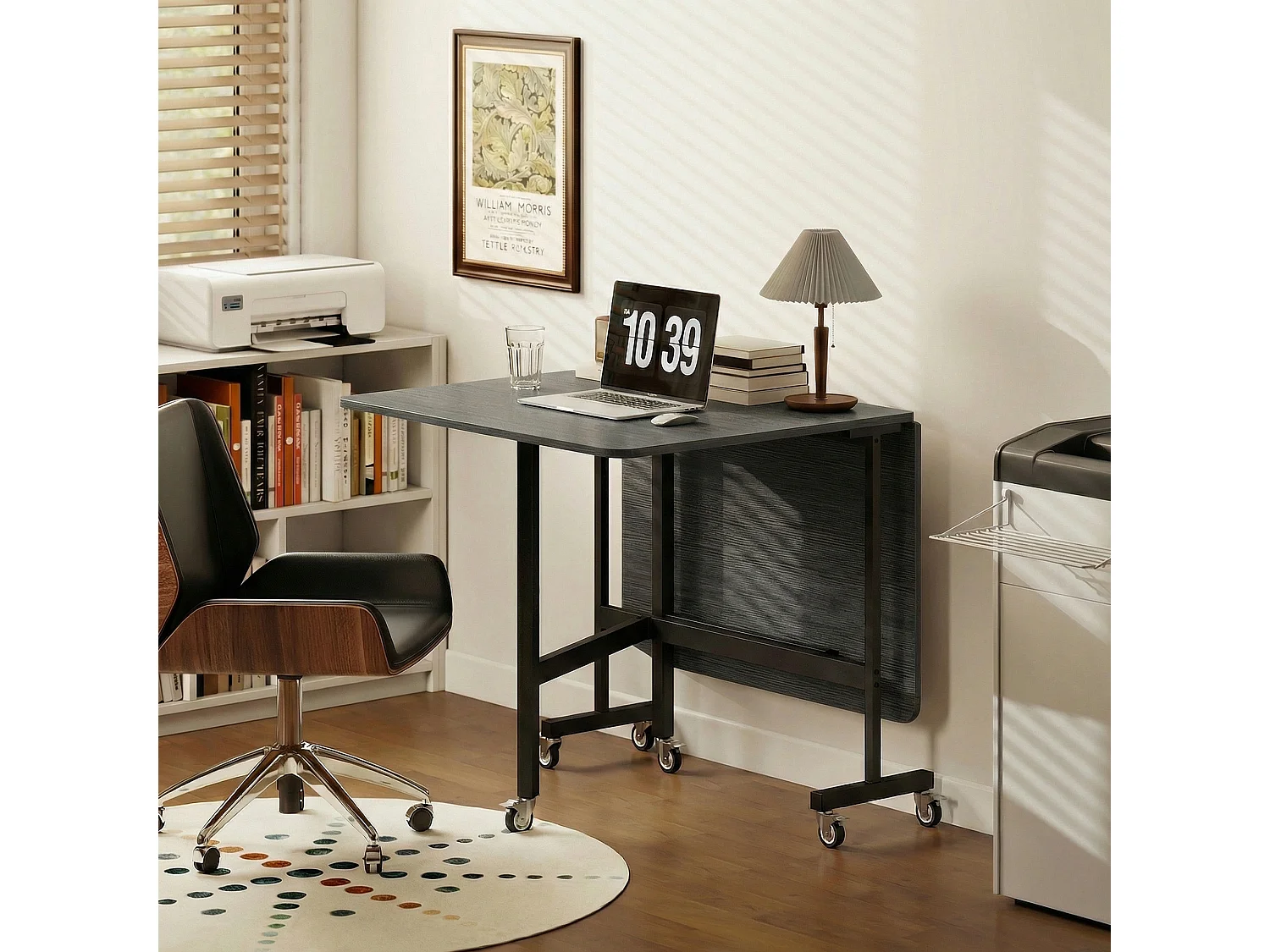 Tavolo da pranzo pieghevole con ruote per 6 persone nero