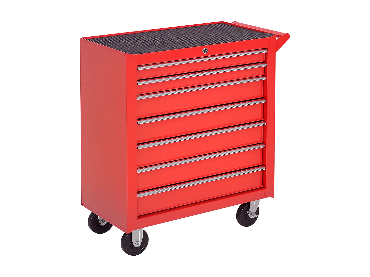 Carrello porta attrezzi con 7 cassetti, ruote con freno, rosso