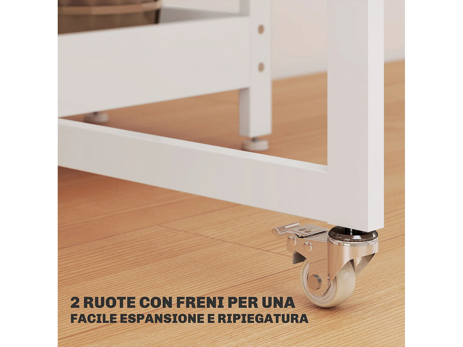 Tavolo pieghevole a 2 ribalte per 4 persone con ripiani aperti bianco