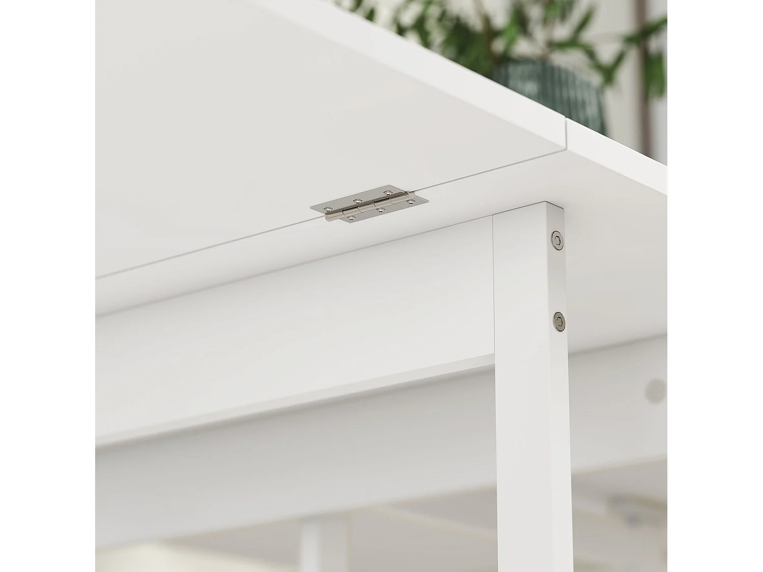 Tavolo pieghevole a 2 ribalte per 4 persone con ripiani aperti bianco