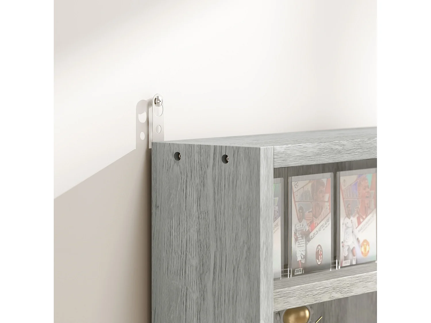 Bacheca per collezionismo a 5 livelli in legno grigio