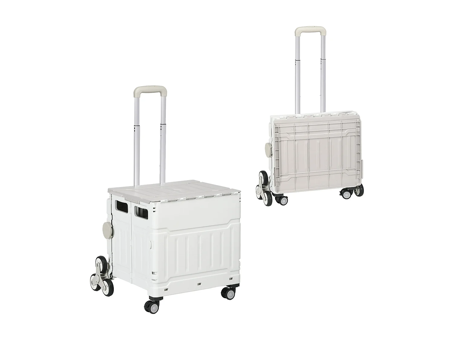 Carrello spesa pieghevole con ruote per scale in alluminio bianco