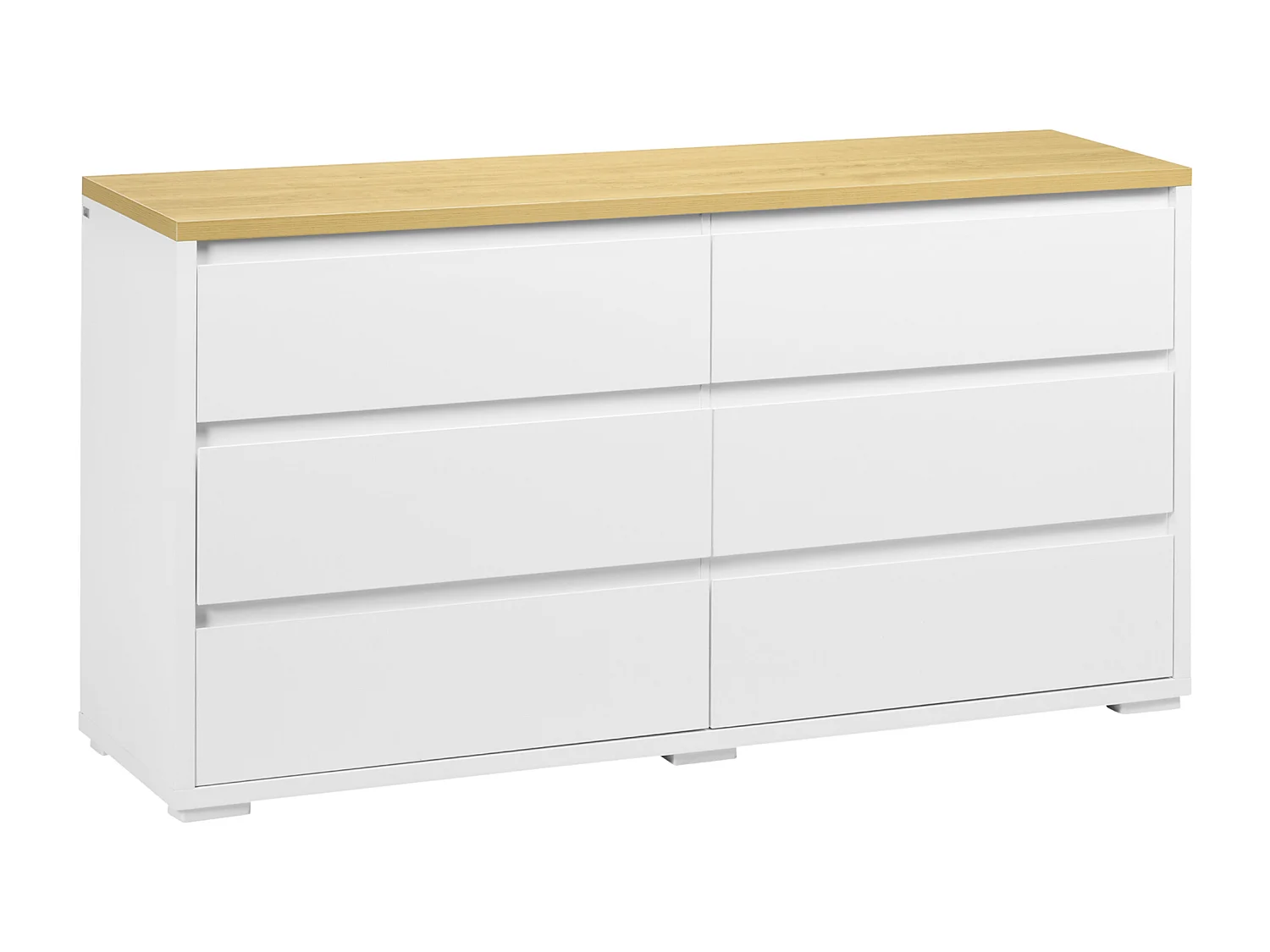 Cassettiera 6 cassetti in truciolato bianco e color legno