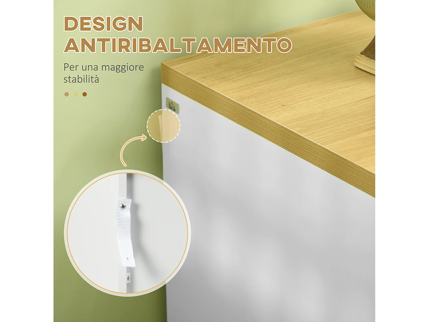 Cassettiera 6 cassetti in truciolato bianco e color legno