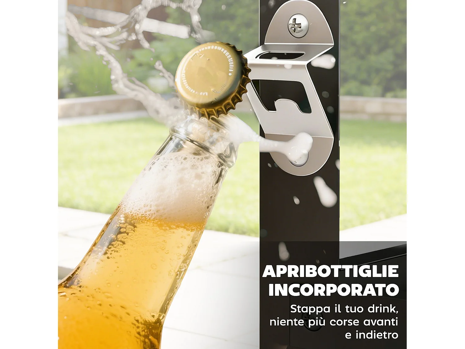 Carrello per barbecue con piano in acciaio inox nero