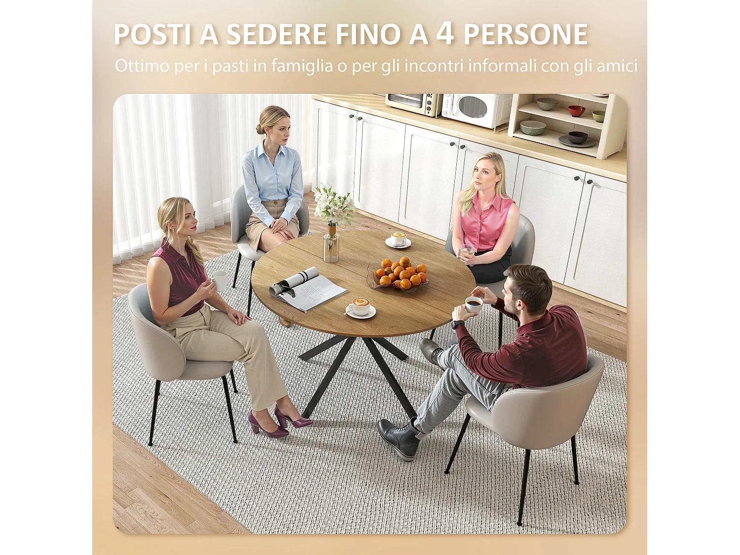 Tavolo da pranzo rotondo stile industriale Ø120x75 cm quercia