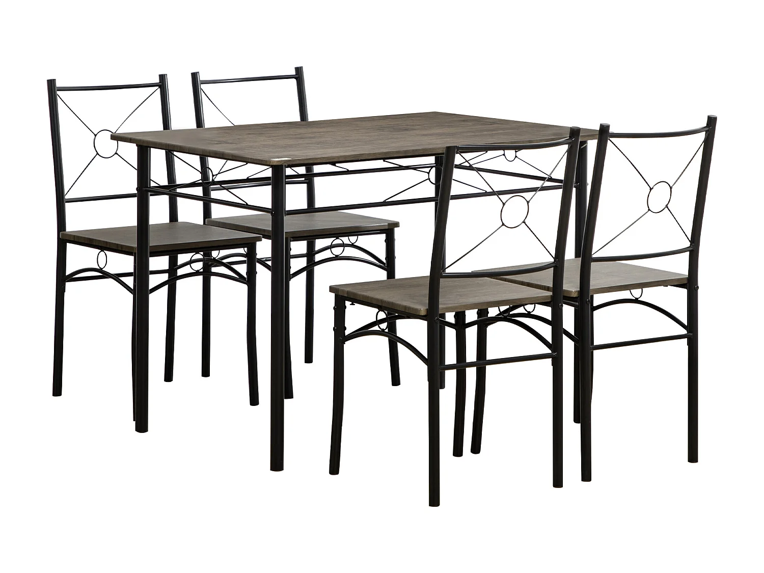 Set da cucina con tavolo da pranzo e 4 sedie in mdf e metallo