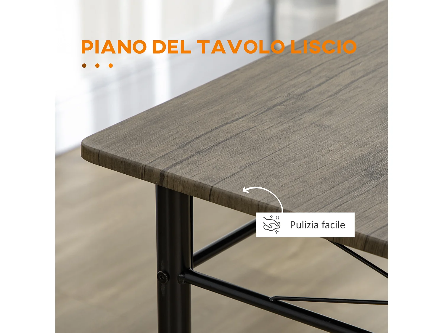 Set da cucina con tavolo da pranzo e 4 sedie in mdf e metallo