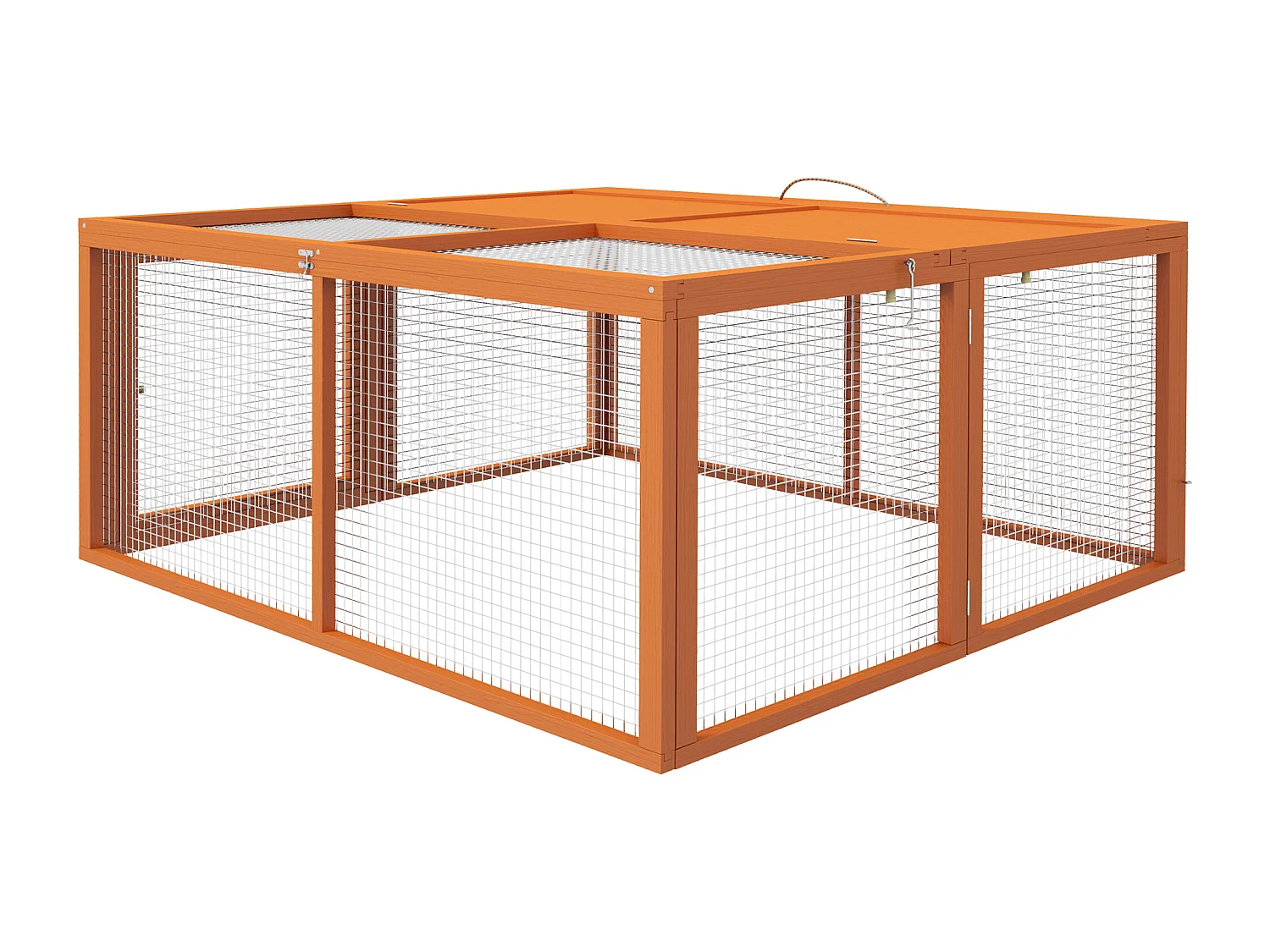 Conigliera da esterno pieghevole in legno e acciaio 110x105x50 cm