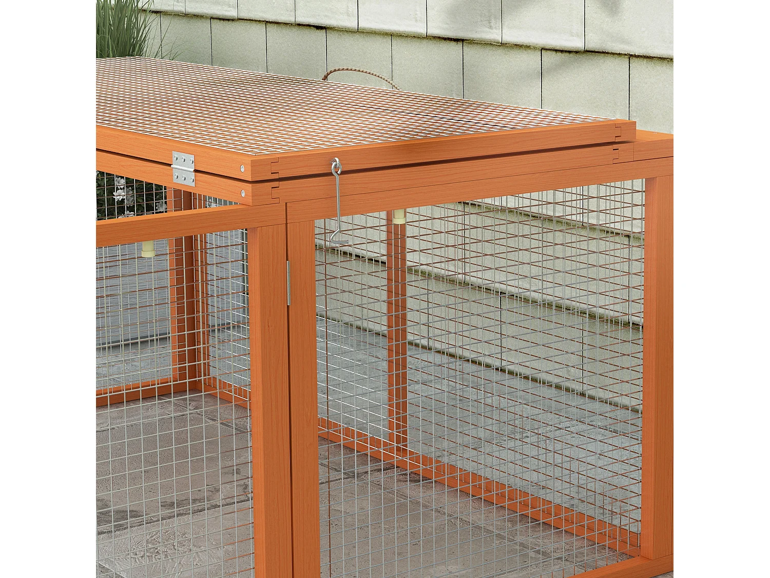 Conigliera da esterno pieghevole in legno e acciaio 110x105x50 cm