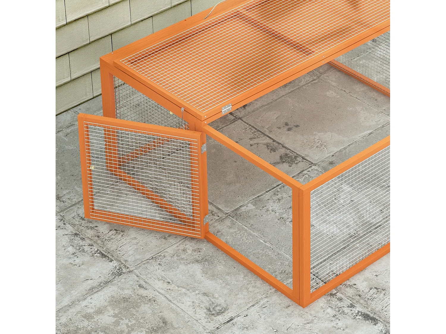 Conigliera da esterno pieghevole in legno e acciaio 110x105x50 cm