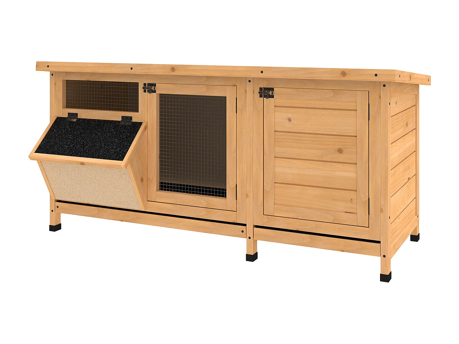 Conigliera da esterno con mangiatoia e vassoi estraibili giallo