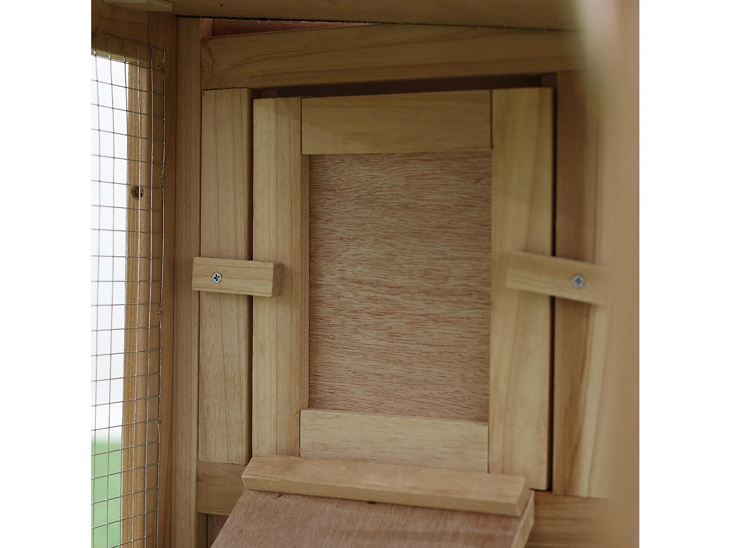 Gabbia per conigli conigliera recintata con rampe tetto impermeabile e vassoio estraibile 210 x 45.5 x 84.5 cm