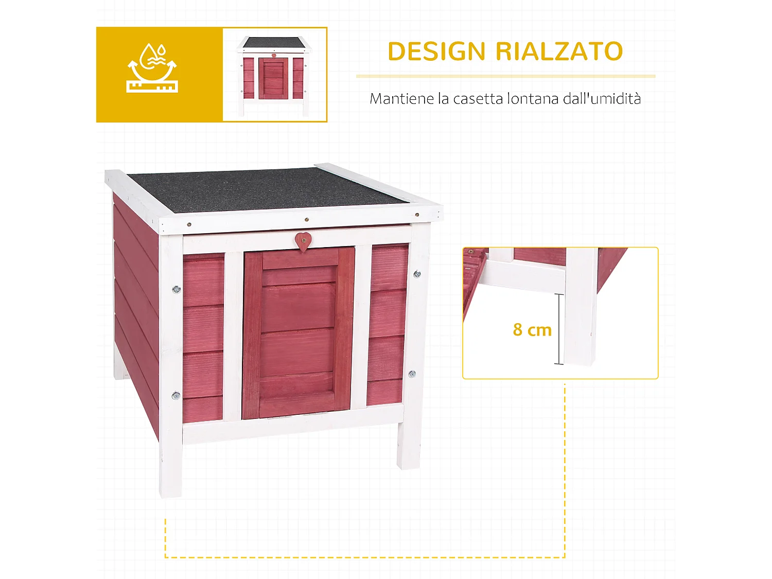 Gabbia per conigli con rampa antiscivolo in legno di abete rosso