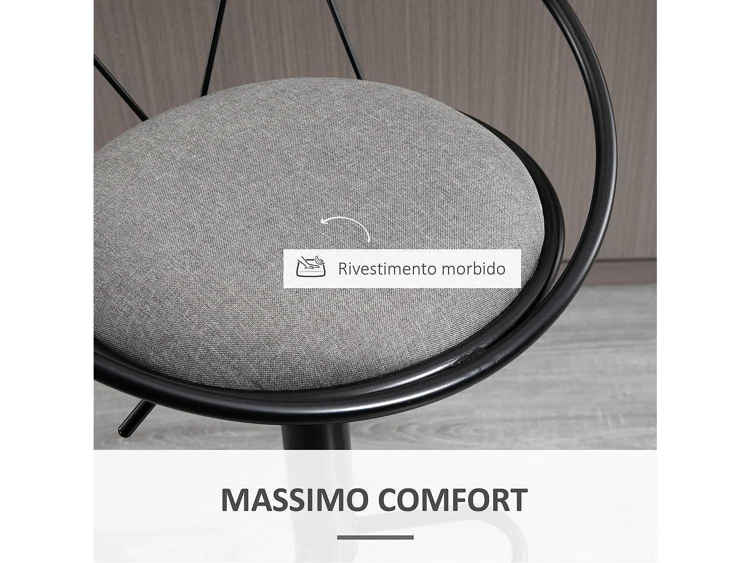 Set 2 sgabelli da bar con schienale e girevoli grigio