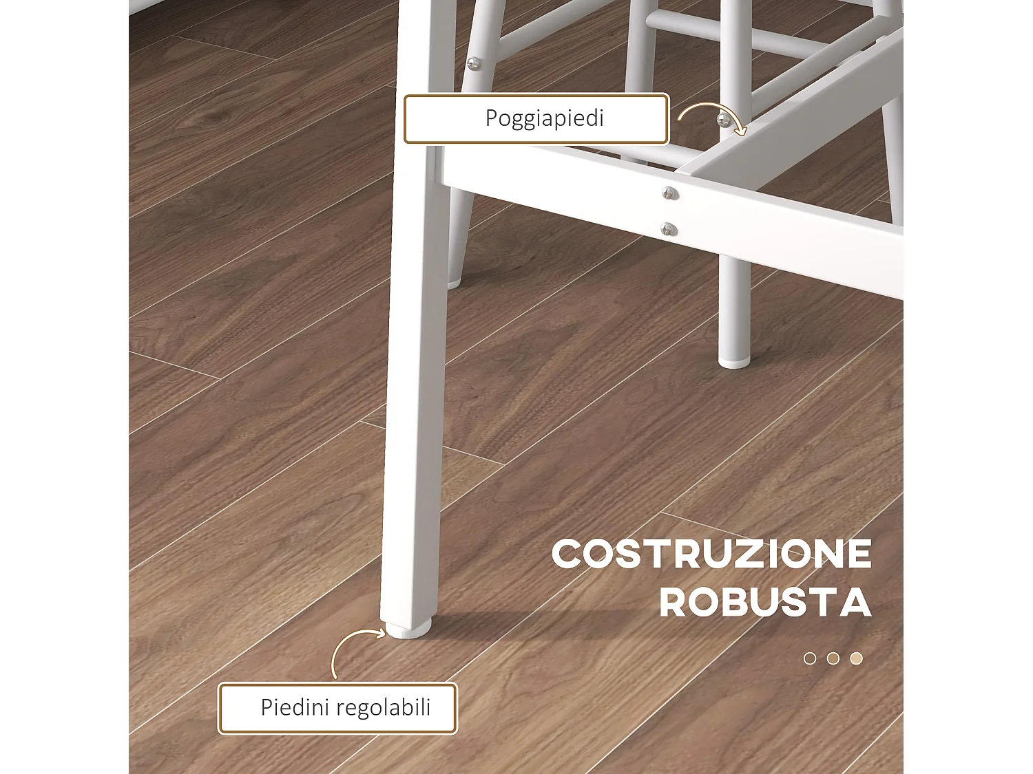 Set tavolo alto e 2 sgabelli da bar stile industriale bianco e rovere