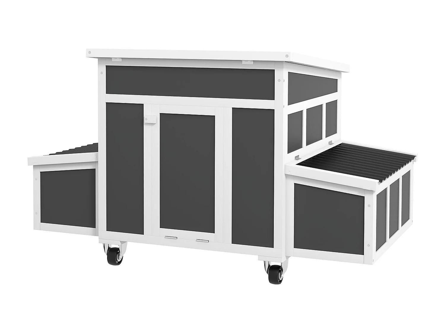 Pollaio per 1-6 galline con 2 nidi per la cova e tetto apribile grigio