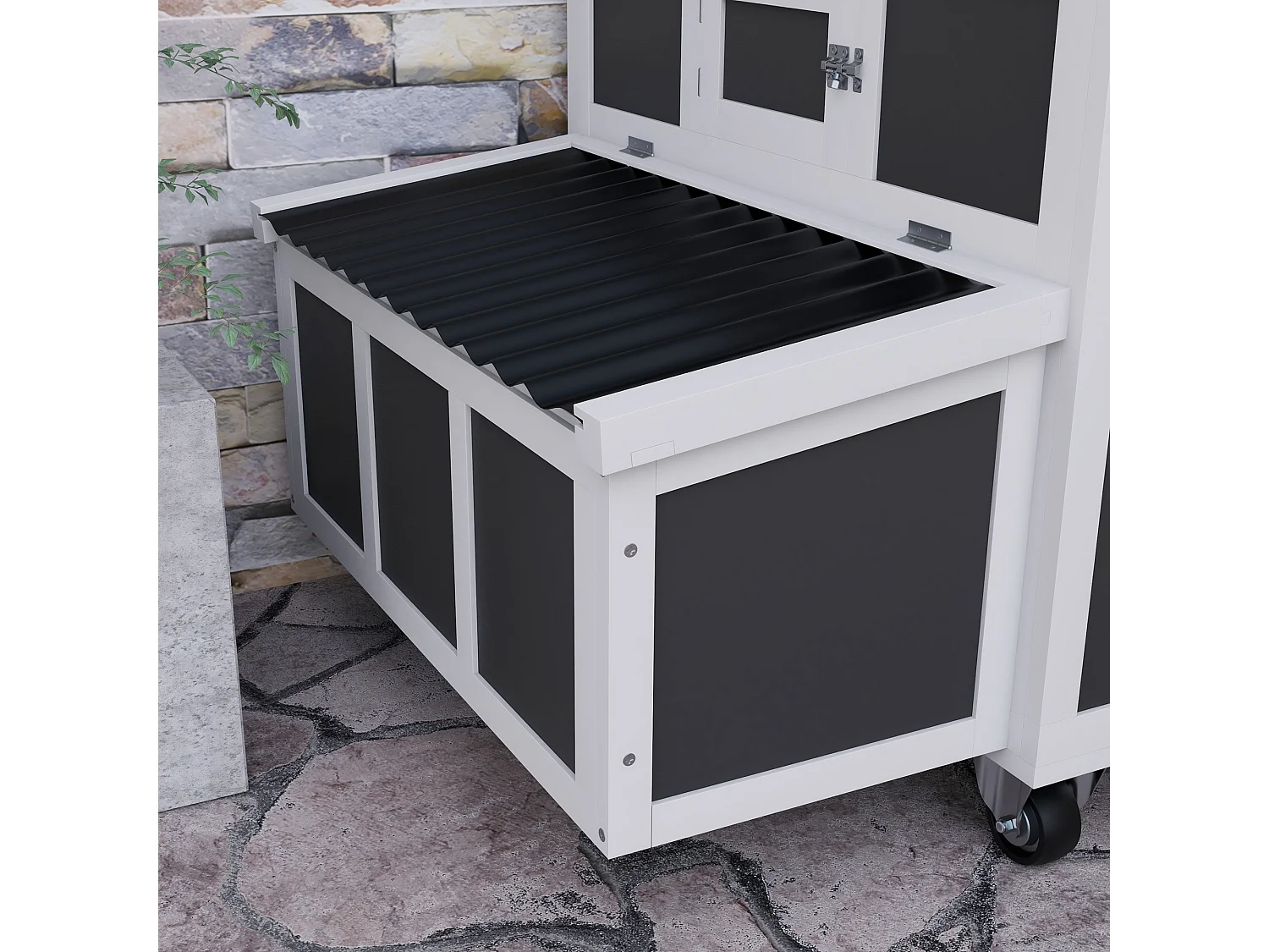 Pollaio per 1-6 galline con 2 nidi per la cova e tetto apribile grigio