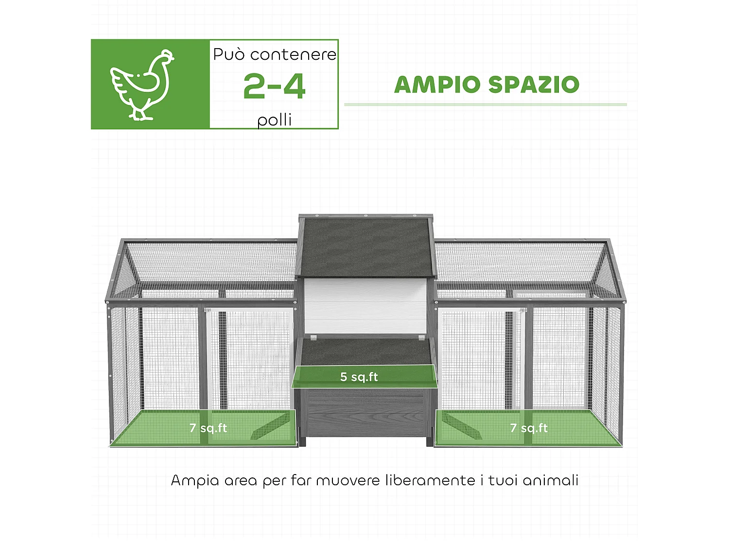 Pollaio per galline ovaiole da esterno con nido per cova grigio