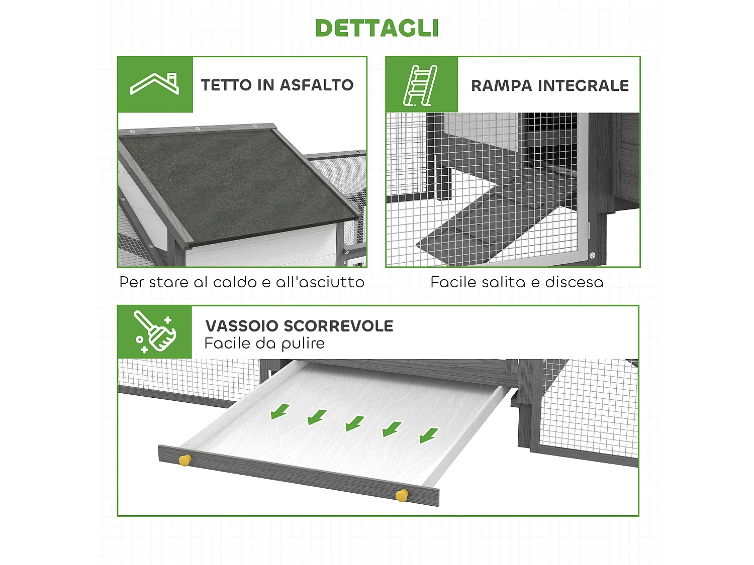 Pollaio per galline ovaiole da esterno con nido per cova grigio