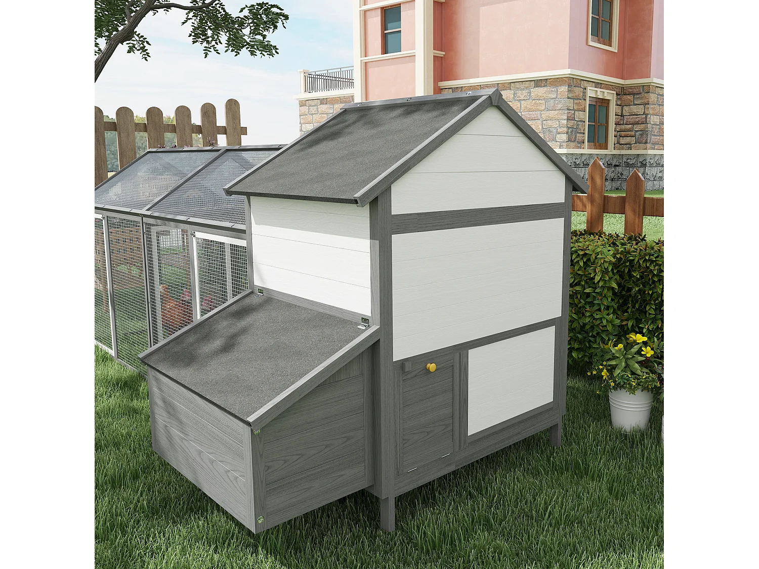 Pollaio per galline ovaiole da esterno con nido per cova grigio