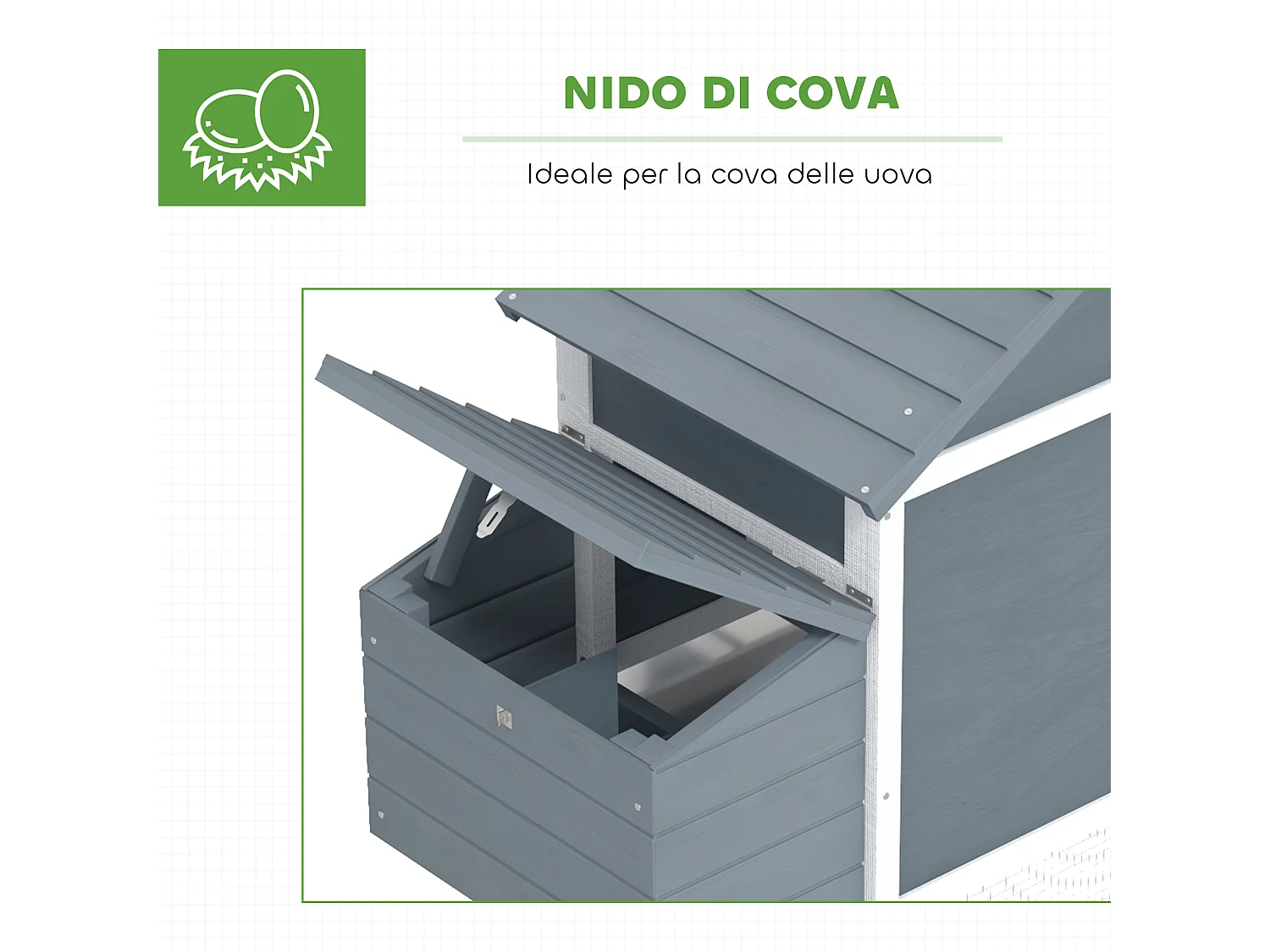 Pollaio per galline ovaiole da esterno in legno grigio scuro