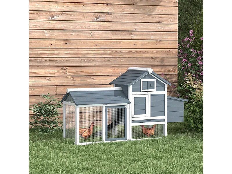 Pollaio per galline ovaiole da esterno in legno grigio scuro