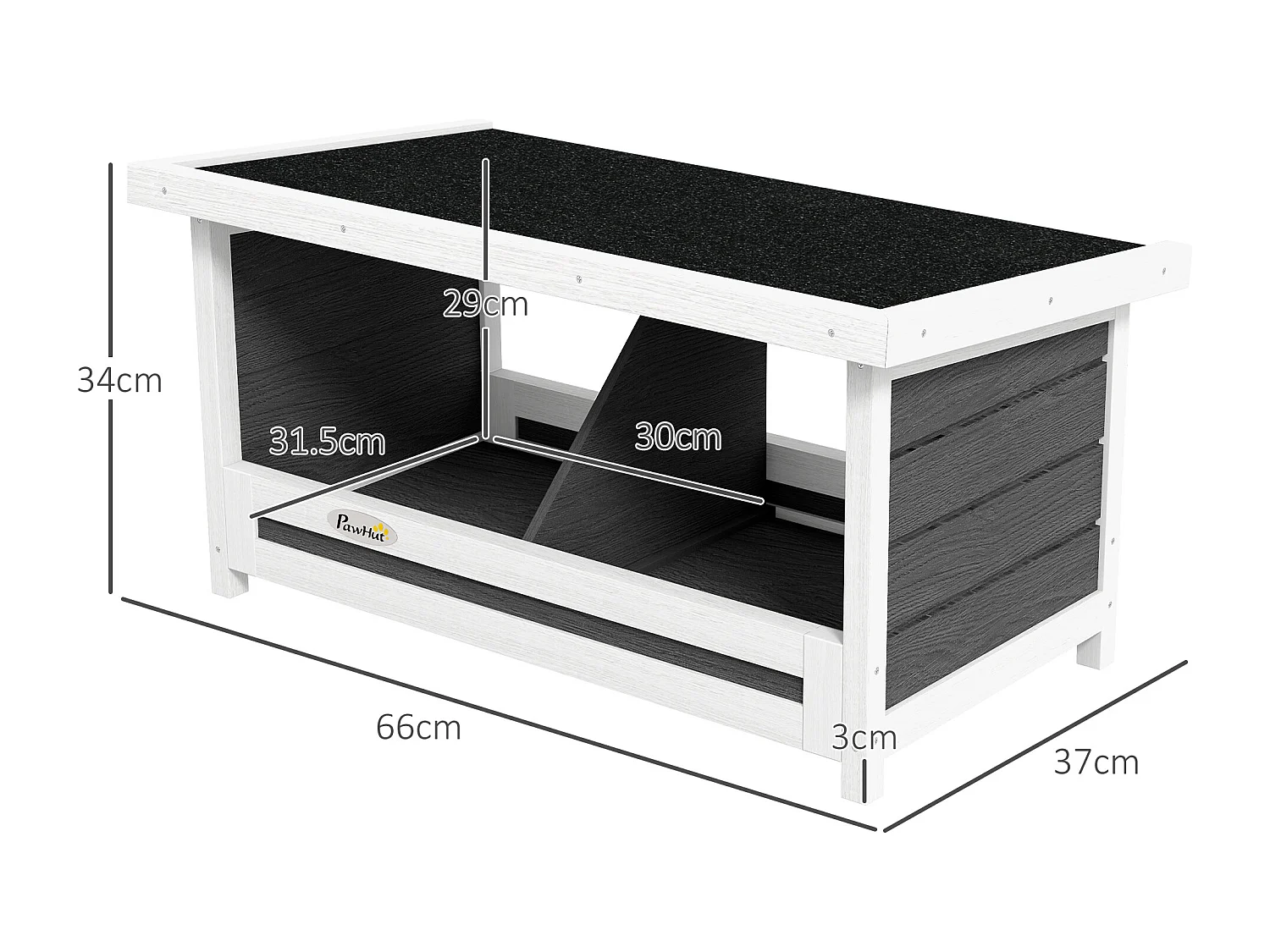 Nido per galline a 2 aree in legno con base rialzata e tetto in bitume