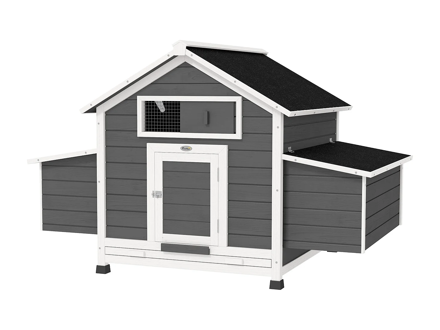 Pollaio da esterno con 2 nidi di cova in legno grigio