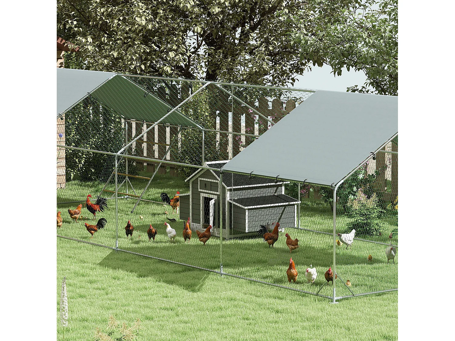 Pollaio da esterno con 2 nidi di cova in legno grigio