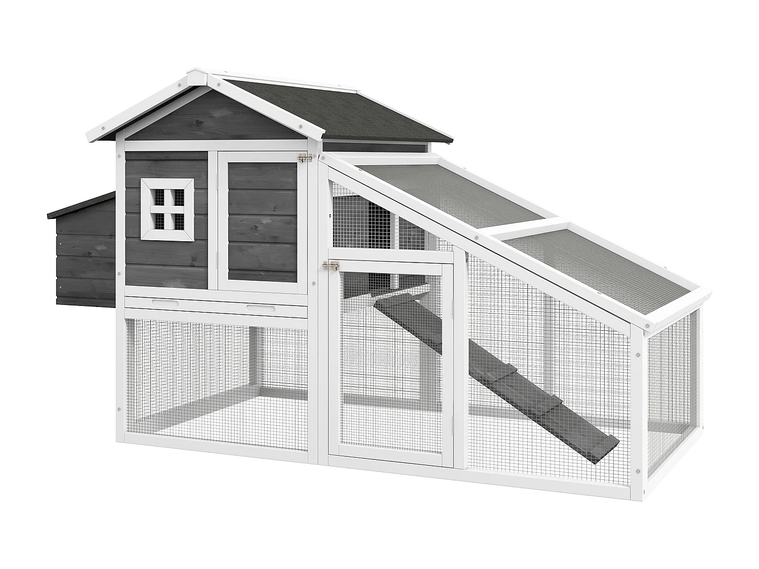 Pollaio da Giardino Prefabbricato in Legno 178x95x100 cm Grigio