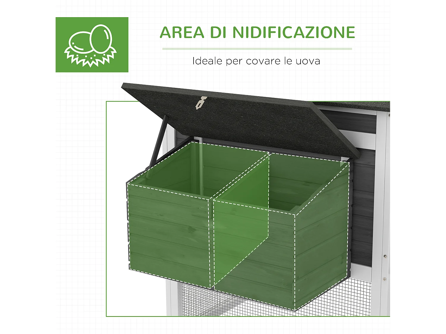 Pollaio da Giardino Prefabbricato in Legno 178x95x100 cm Grigio