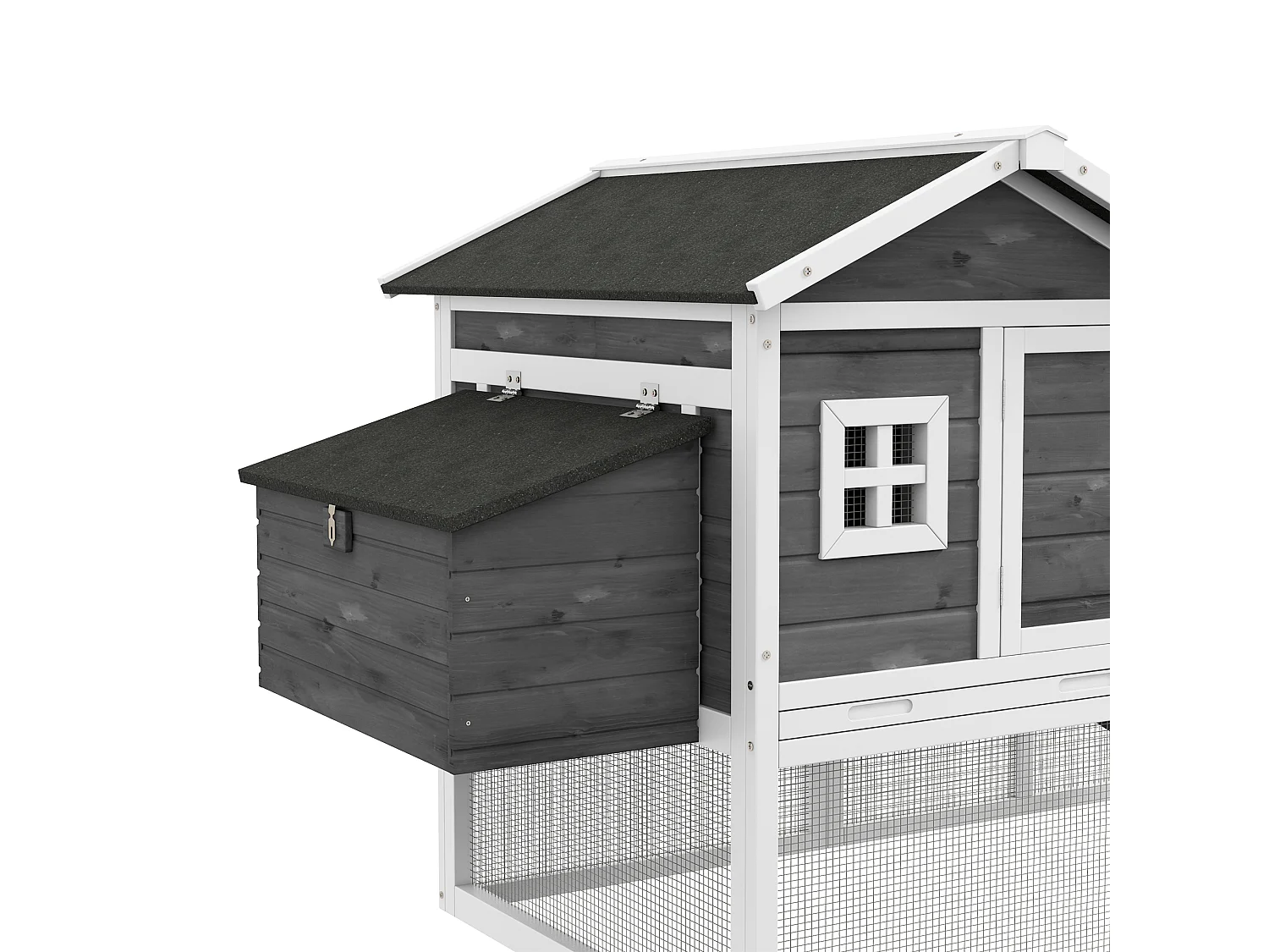 Pollaio da Giardino Prefabbricato in Legno 178x95x100 cm Grigio