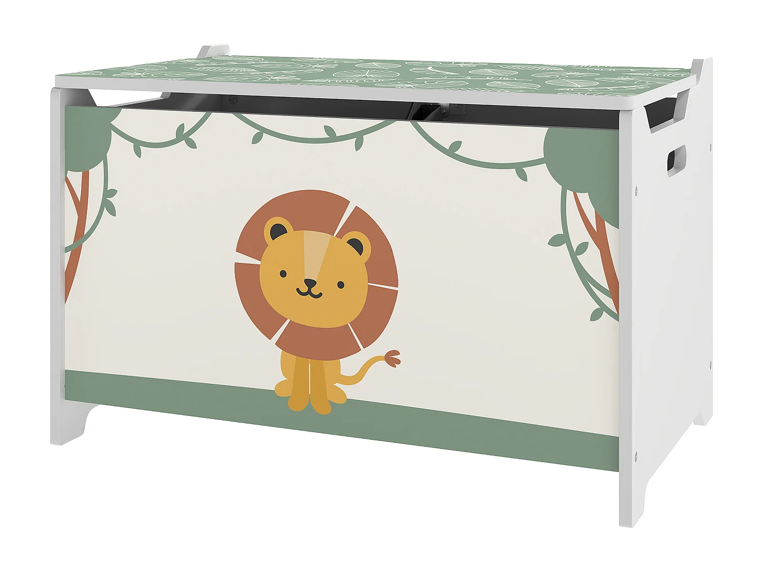 Baule portagiochi con coperchio per bambini verde