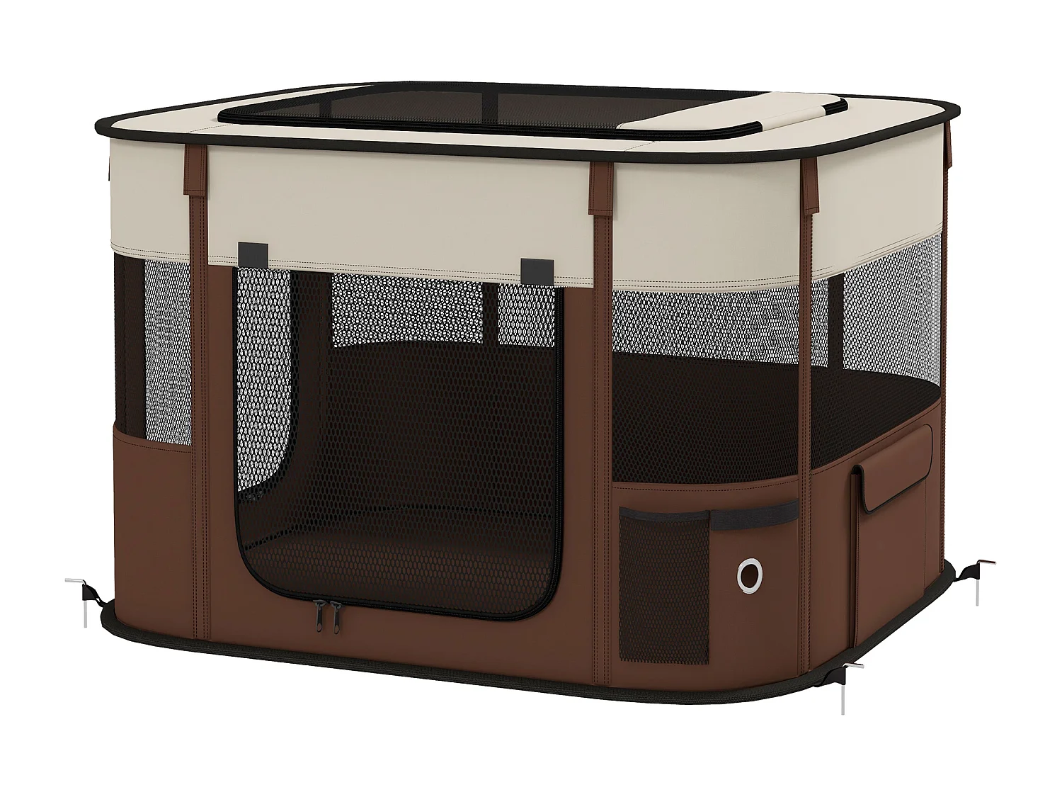 Recinto per cani e gatti con 6 finestre 3 porte 74x60x45 cm marrone