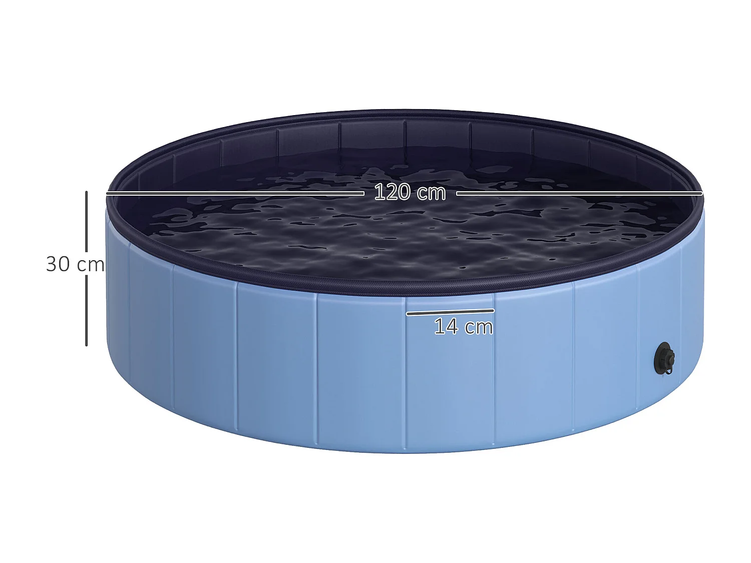 Piscina per cani in plastica con bordo stabile blu ø120 x 30 cm