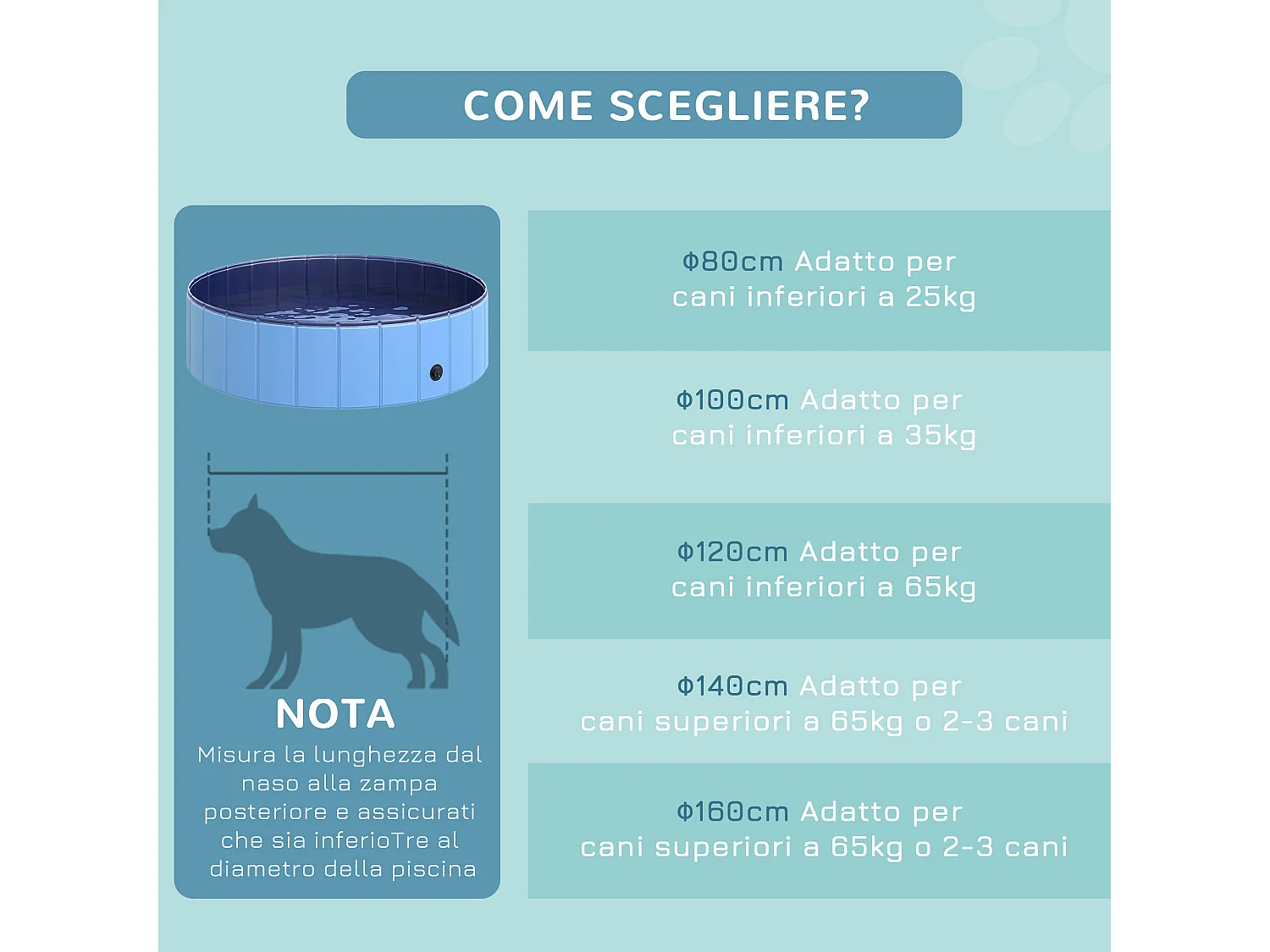 Piscina per cani in plastica con bordo stabile blu ø120 x 30 cm