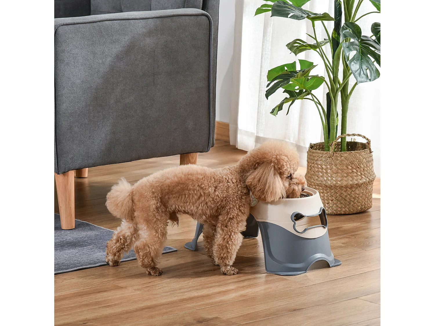 Doppia ciotola per cani rialzata acciaio e pp 47x25x20cm