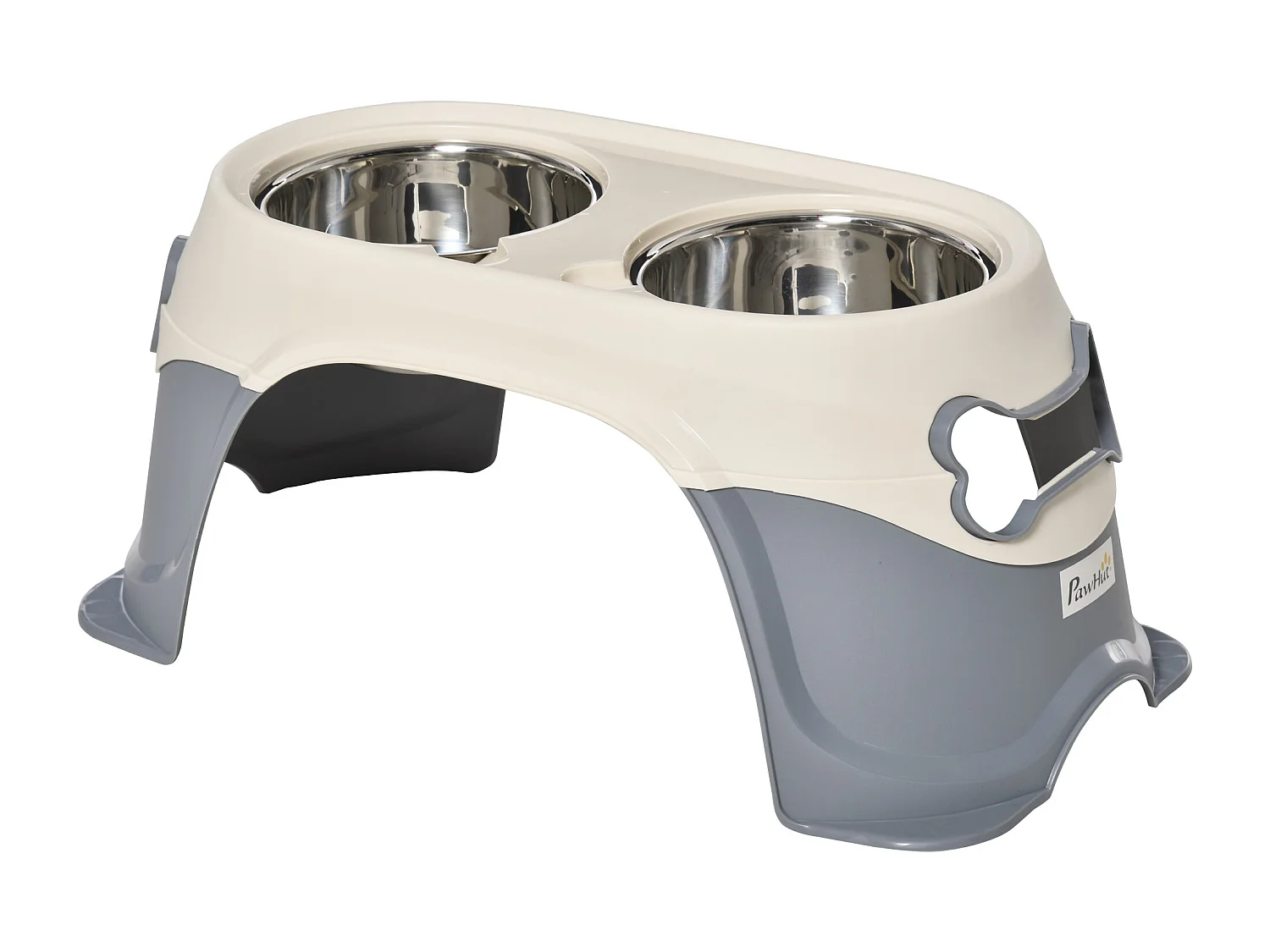 Doppia ciotola per cani rialzata acciaio e pp 47x25x20cm