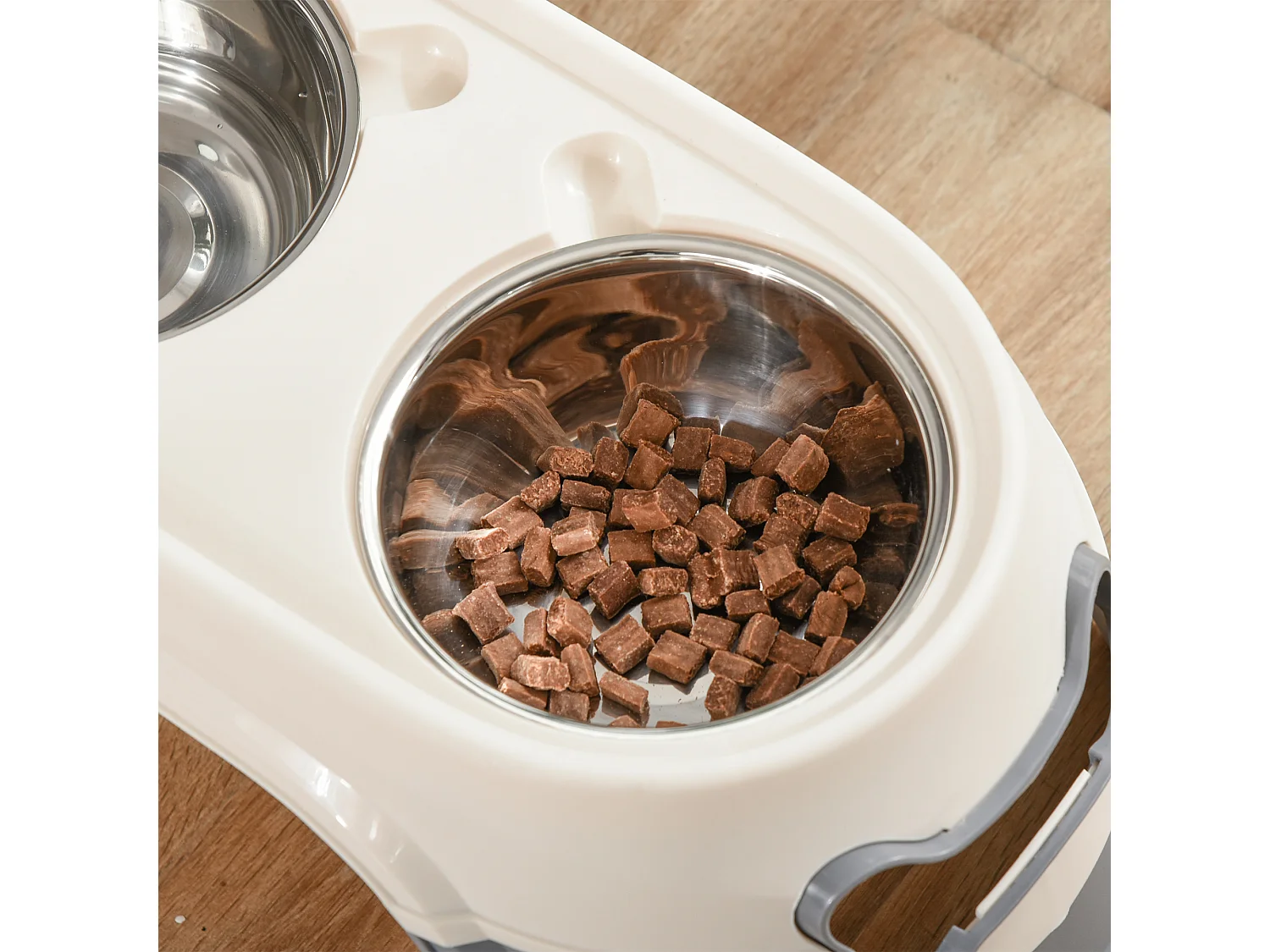 Doppia ciotola per cani rialzata acciaio e pp 47x25x20cm