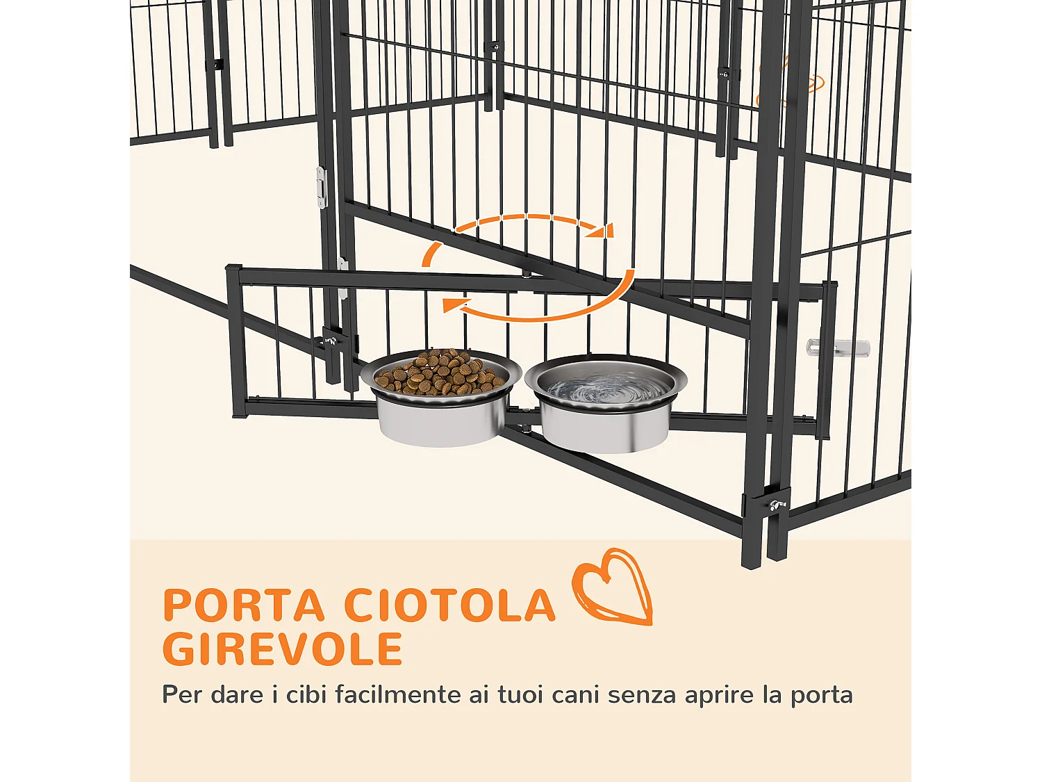 Recinto per cani in metallo 211x141x151 cm nero e marrone