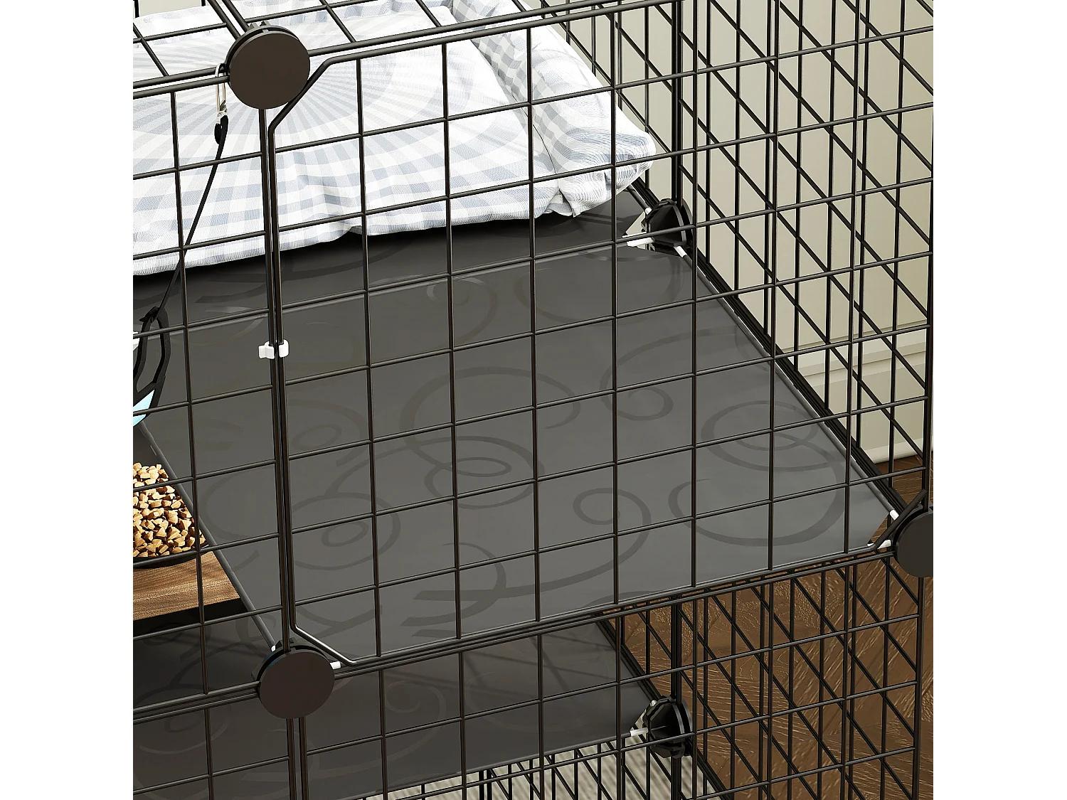 Gabbia per gatti personalizzabile a tre livelli in acciaio nero