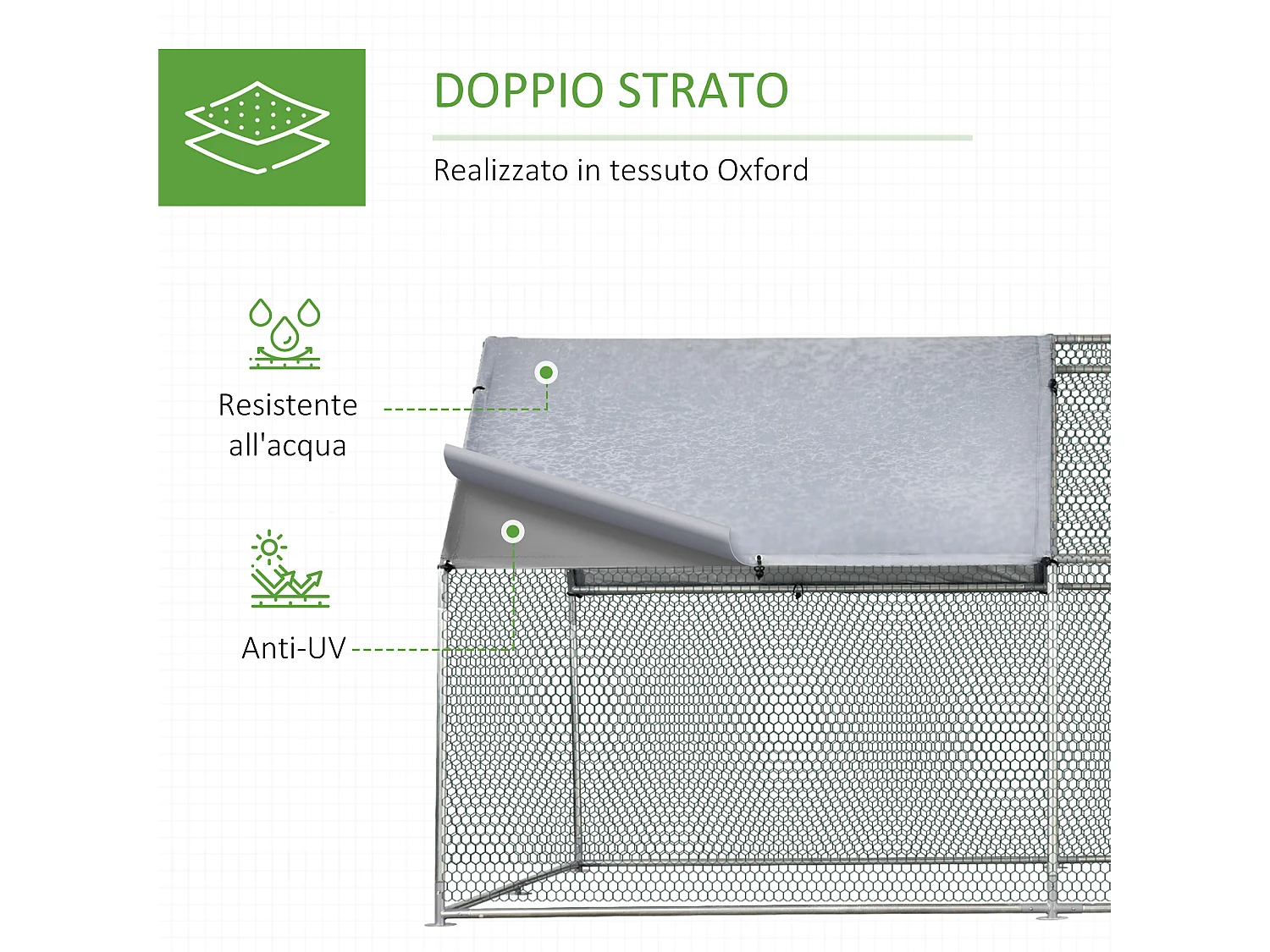 Gabbia recinto per galline metallo porta con blocco e copertura