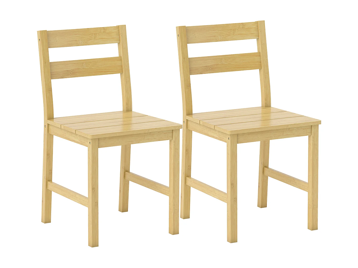 Set di 2 sedie da pranzo con schienale curvo in bambù naturale