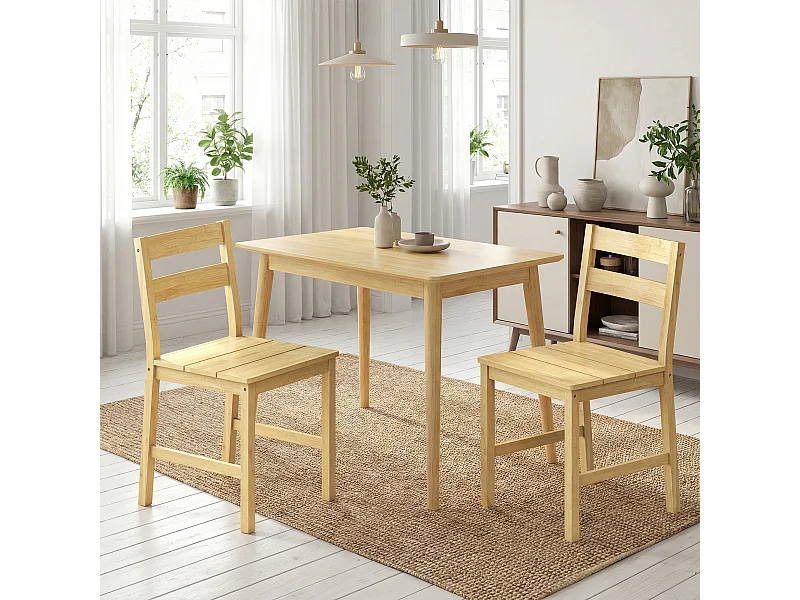 Set di 2 sedie da pranzo con schienale curvo in bambù naturale