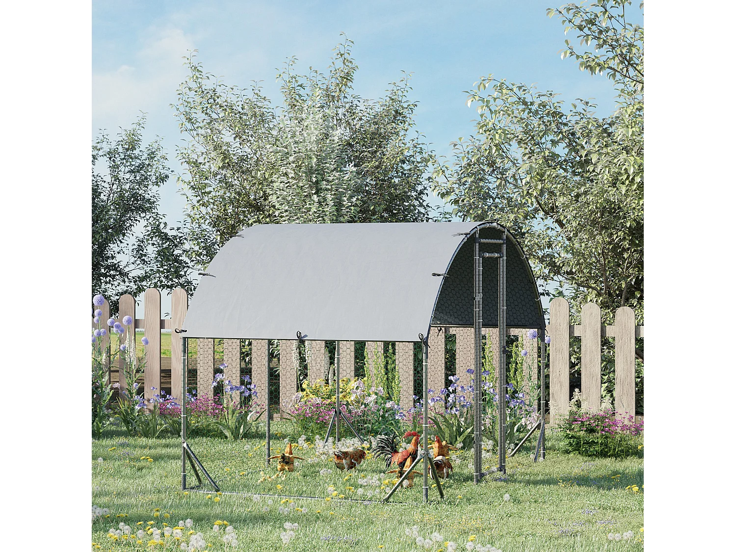 Recinto per galline con copertura anti uv 280x190x197 cm in metallo