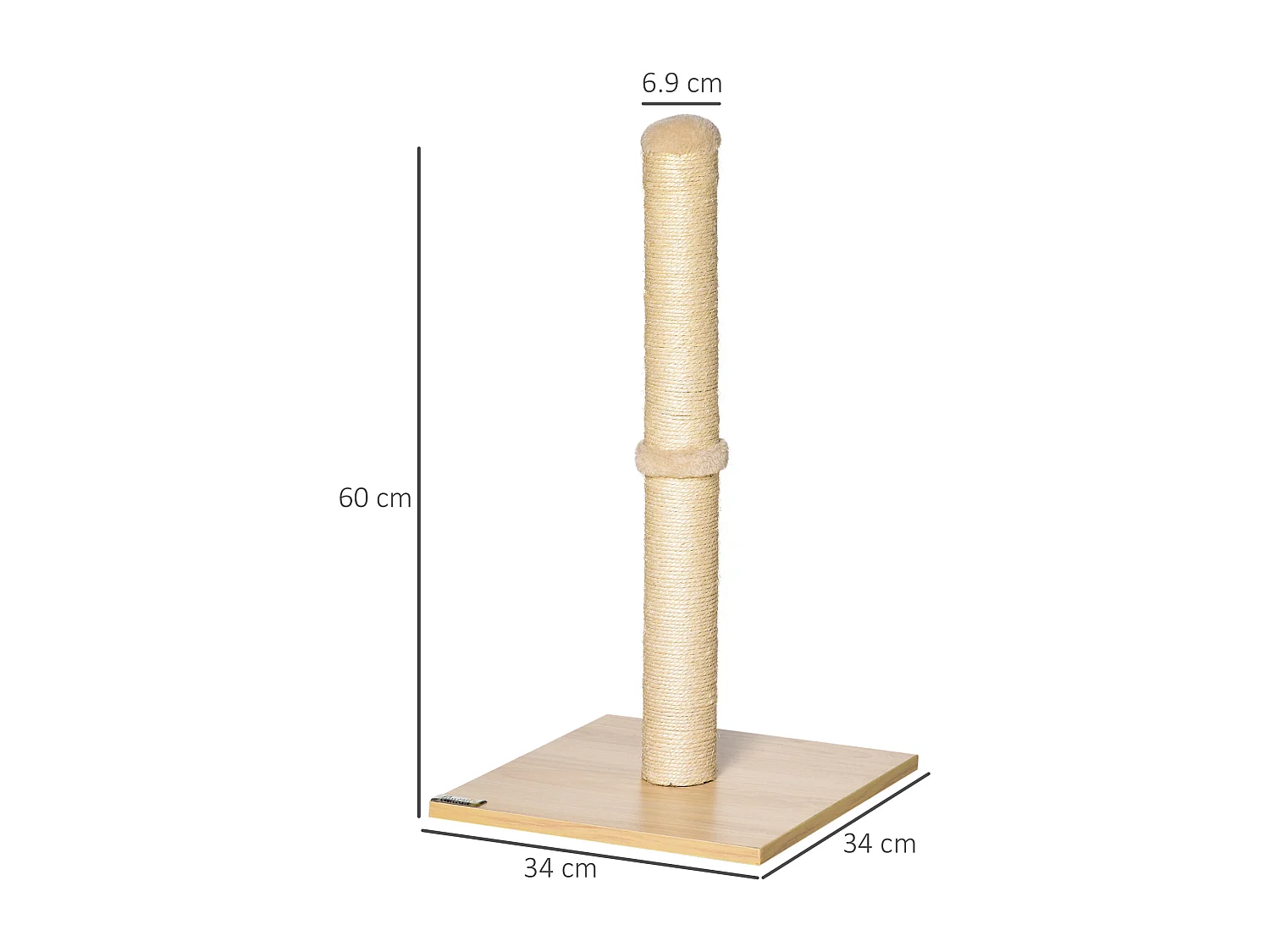 Albero tiragraffi per gatti alto 60 cm con palo in sisal beige