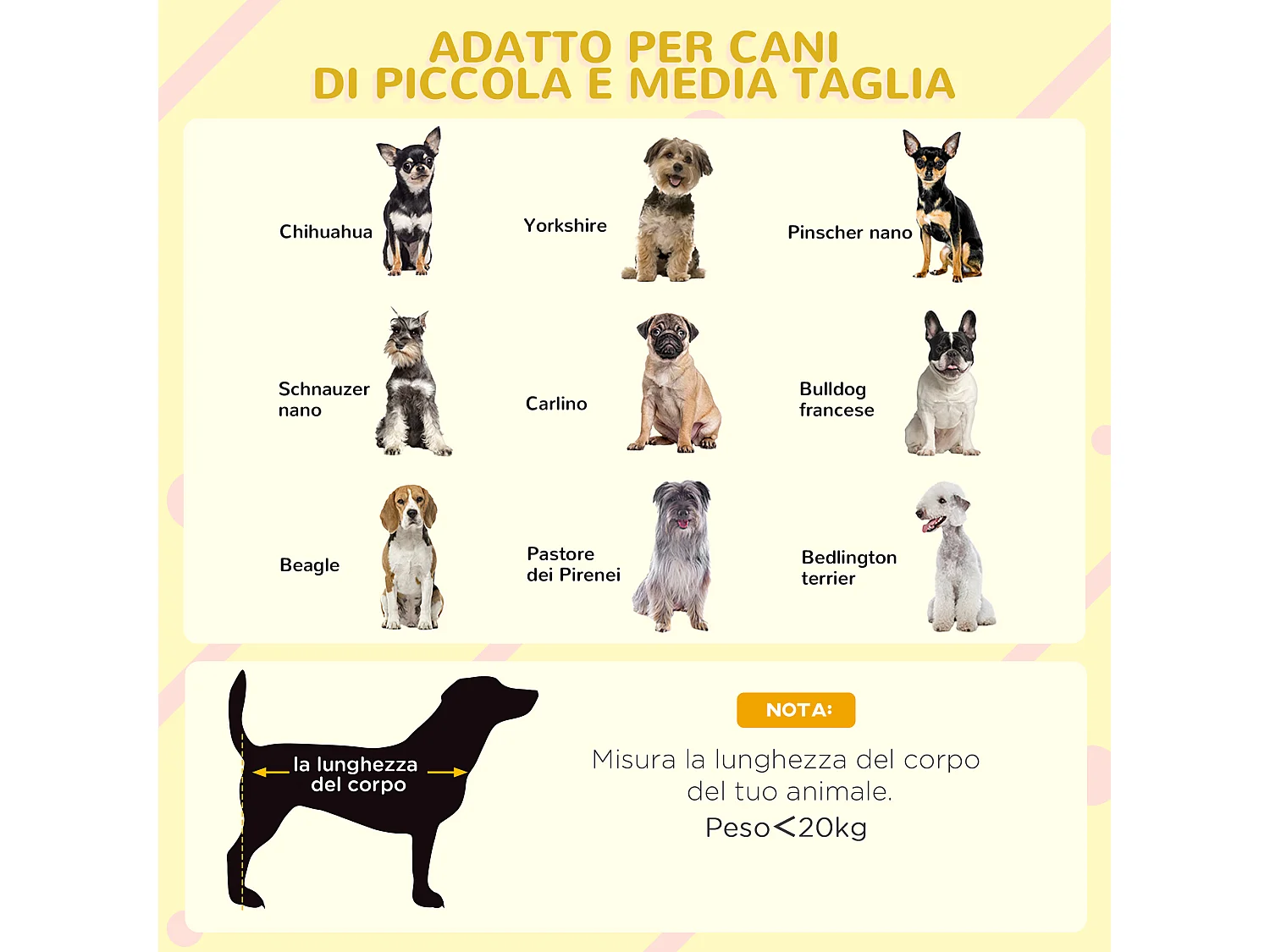 Casetta cani con finestre laterali e ingresso a tenda grigio chiaro